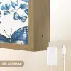 Blauw - Vlinders - Bloemen - Wit Light Box met batterij (Wandlamp) middel 907 -USP_websiteoplaadbaarNL