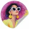 Vrouw - Hoed - Paars - Wijn Wandcirkel behangsticker klein -3d