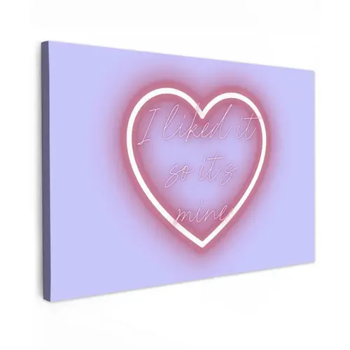 I liked it so it's mine - Neon hart - Paars canvas 2cm klein -z3d