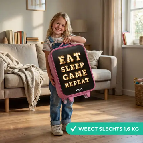 Qoute met licht Kinderkoffer - Roze klein -sfeer2_NL