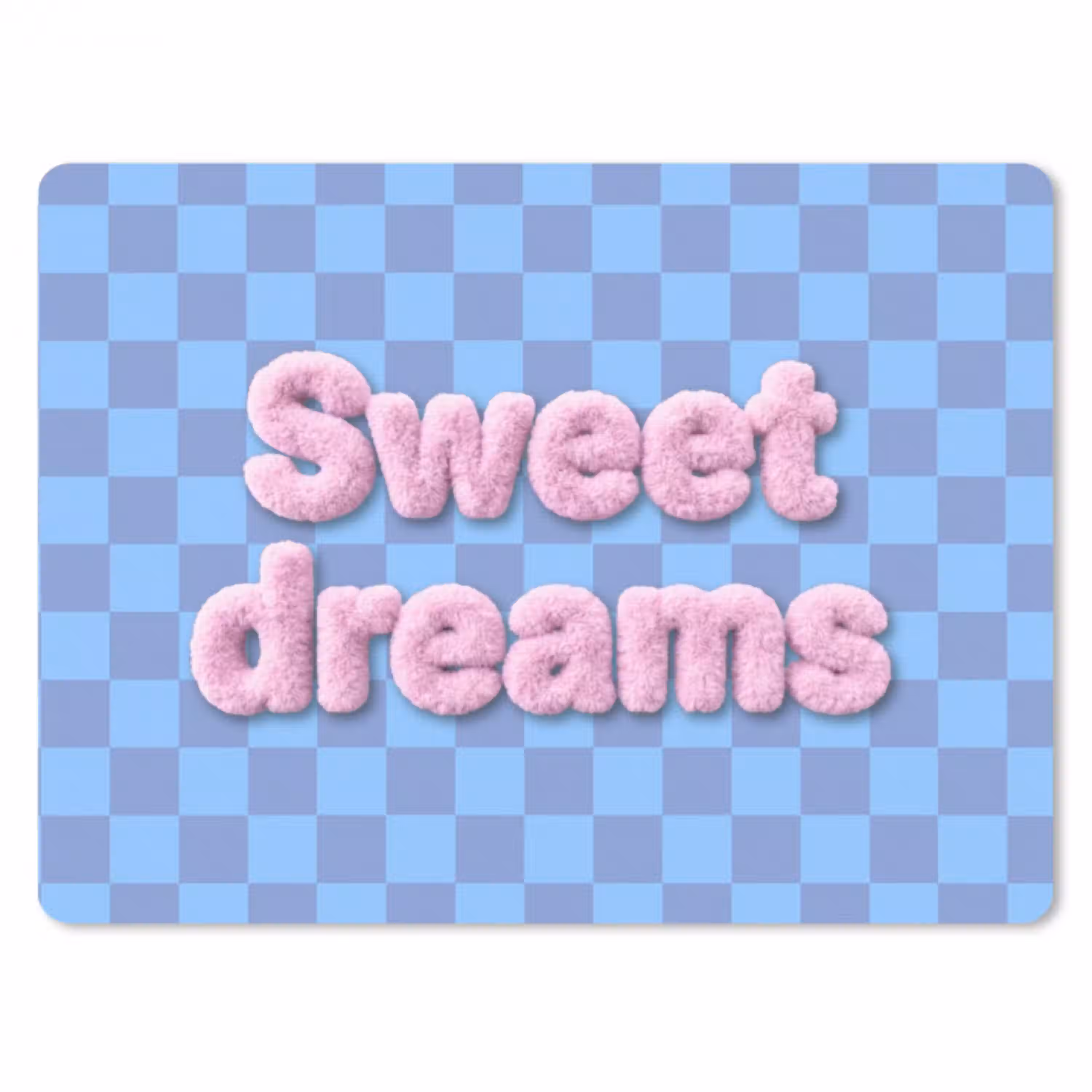 Sweet dreams - Vierkanten - Roze - Blauw muismat rubber klein -3d