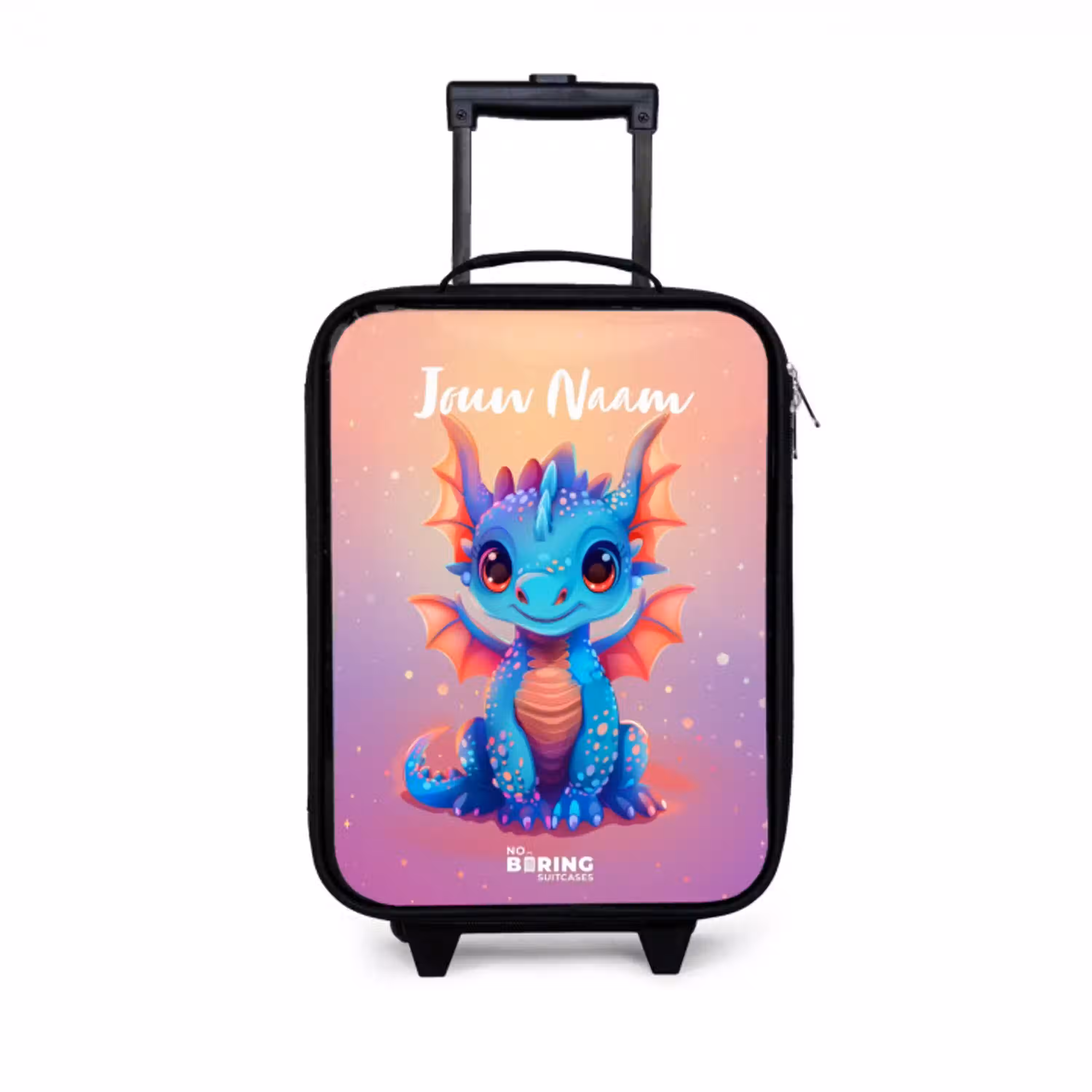 Schattige baby draak Kinderkoffer - Zwart klein -3d