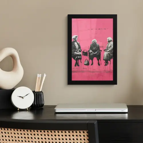 Graffiti - Vintage - Zwart - Street art - Roze - Banksy fotolijst zwart zonder passe partout klein -sfeer1