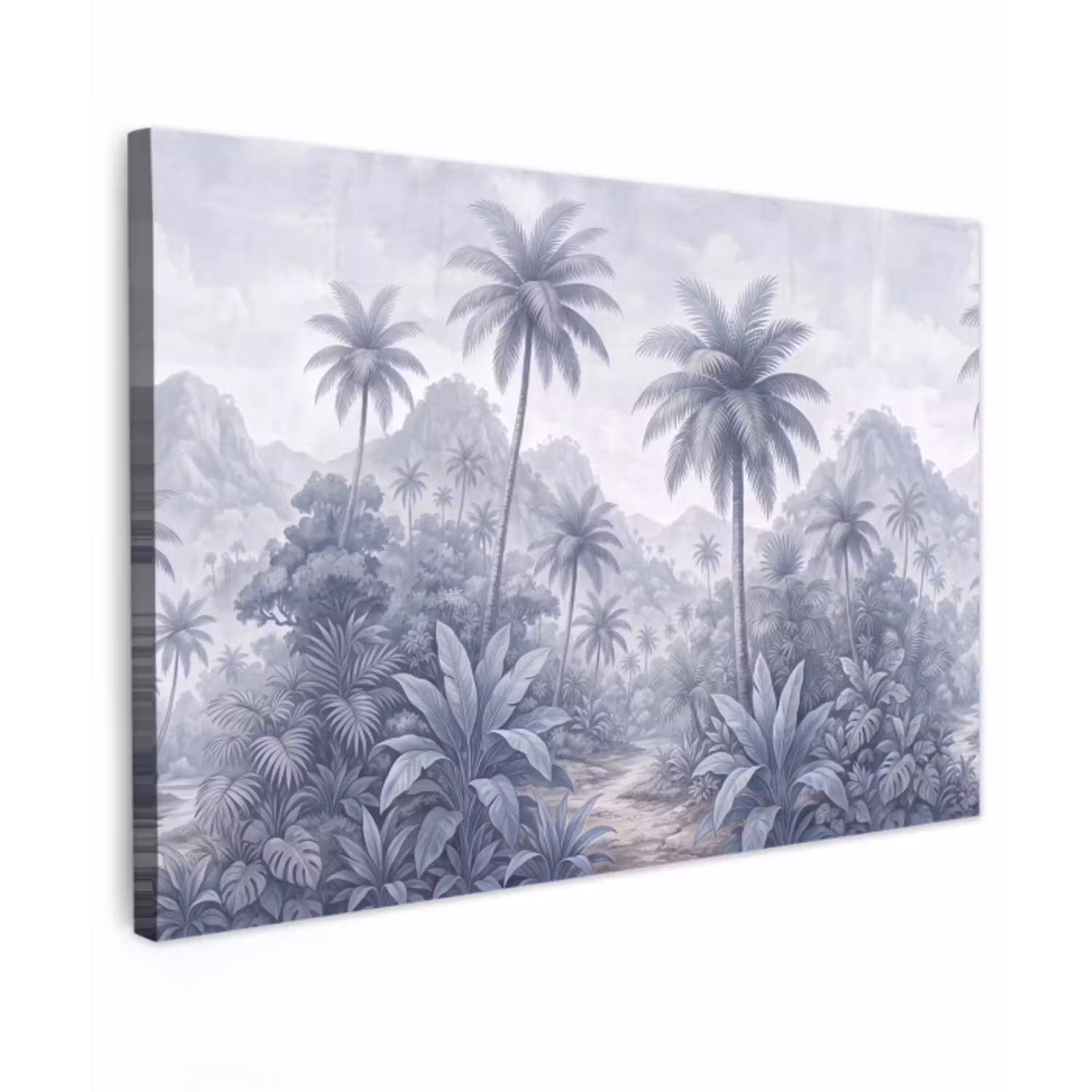 Natuur - Boom - Tropisch - Landschap - Blauw Tuinposter op houten frame 2 cm dik klein -3d