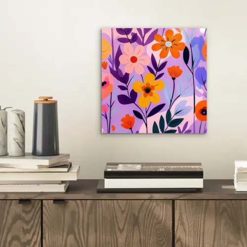 Bloemen - Kleurrijk - Bladeren aluminium wit klein -sfeer1