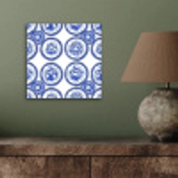 Cirkels - Bloemen - Blauw aluminium wit klein 46 -sfeer2
