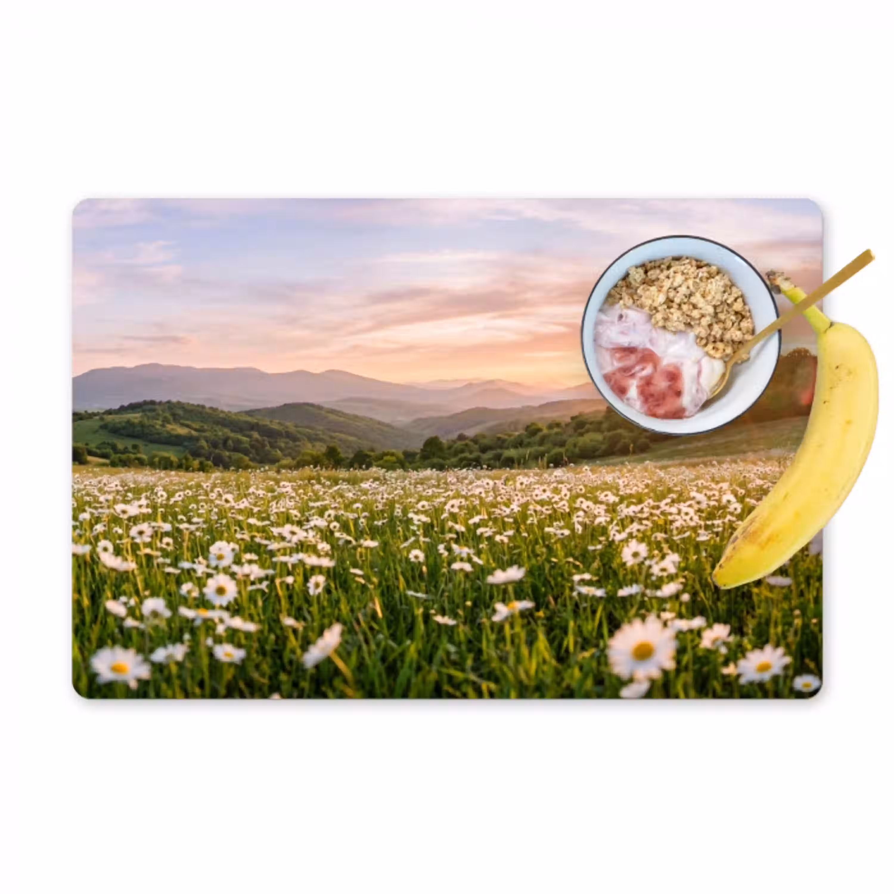Madelief - Veld - Heuvels - Groen Placemat vinyl groot -zzzproduct_Kitchenyeah-website