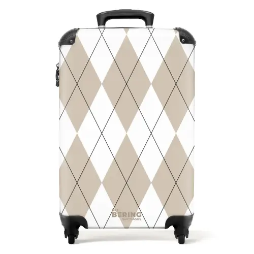 Beige ruiten patroon NBS - Handbagage koffer - Unisex middel -productfoto_recht