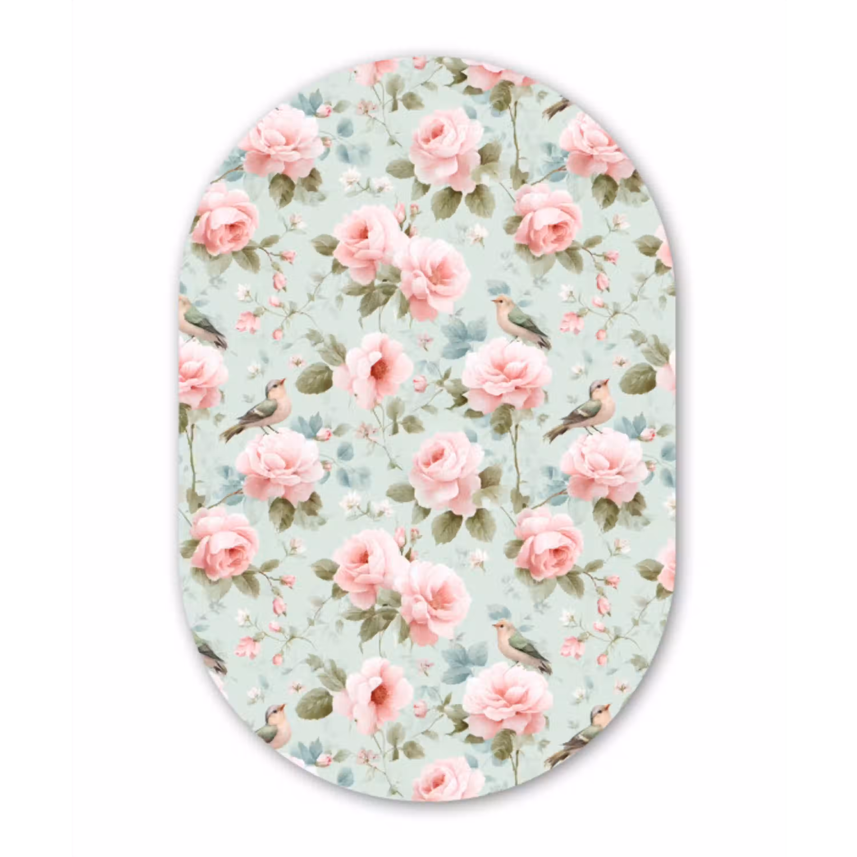 Rozen - Vogels - Pastel - Kleurrijk Wandcirkel Ovaal Forex klein 630 -3d