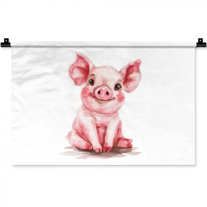 Varken - Roze - Baby dier - Boerderij dieren Wandkleed katoen klein -zz3d
