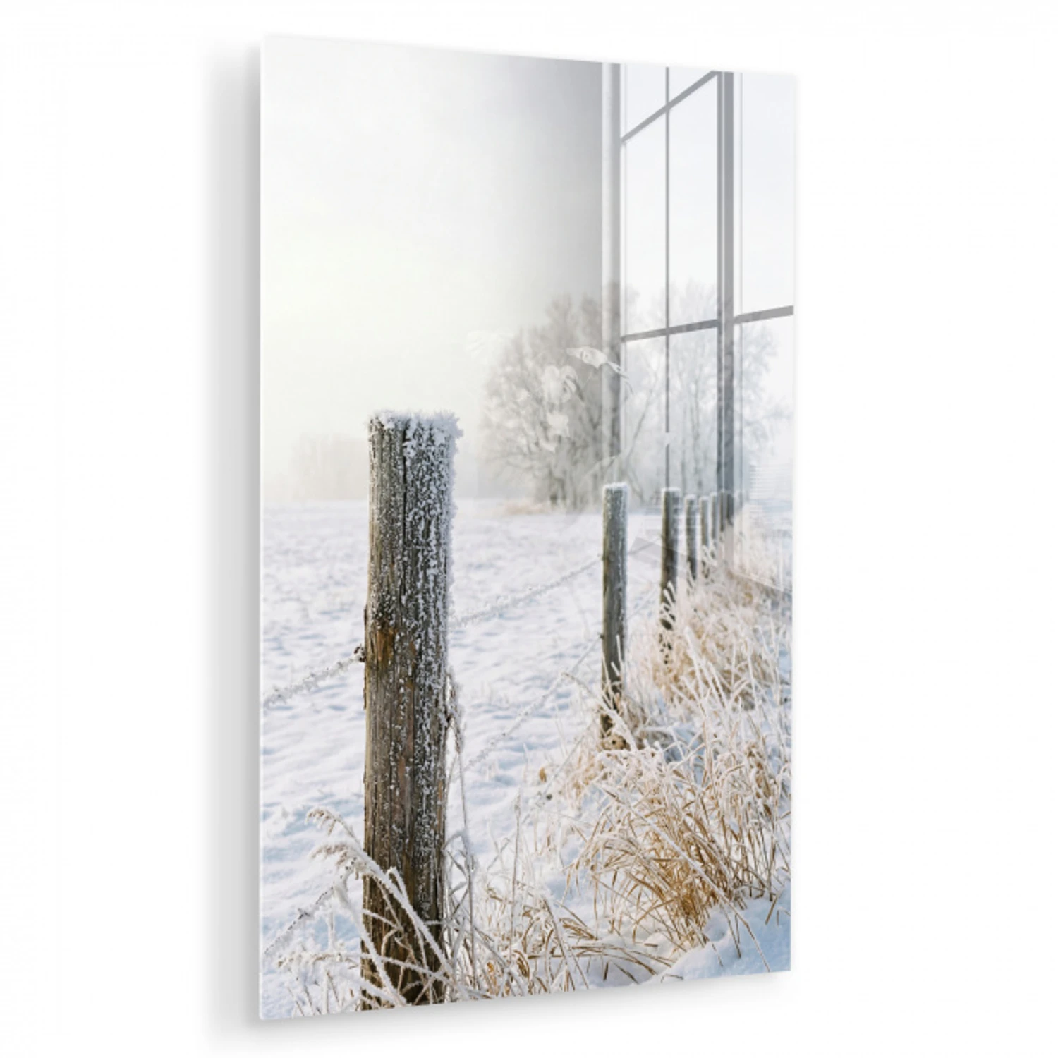 Hek - Sneeuw - Mist - Platteland - Nostalgisch plexiglas 5mm klein -zzzproduct_nieuw