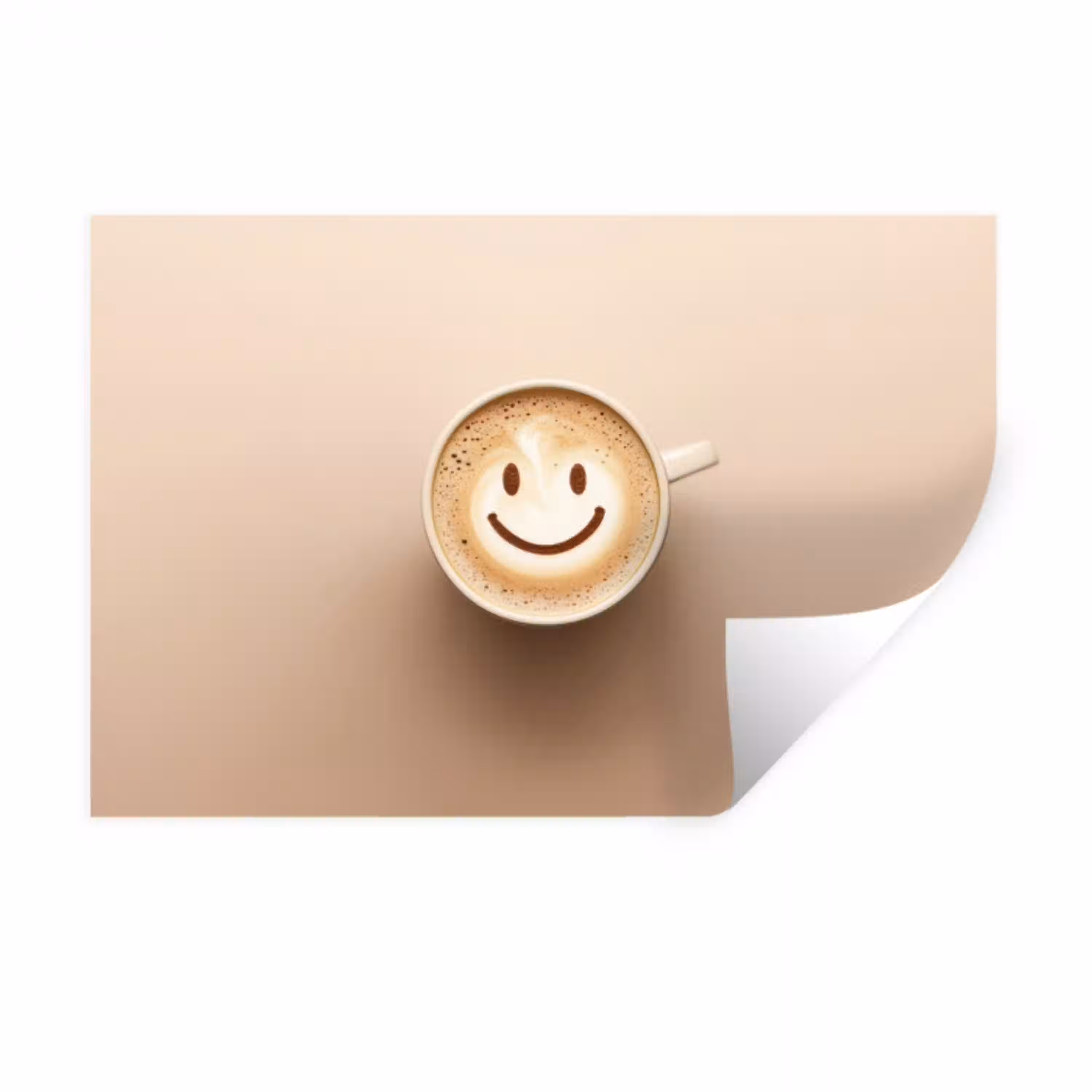 Koffie - Melkschuim - Lach - Beige Muursticker klein -3d