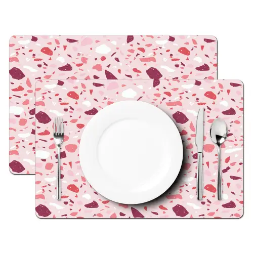 Terrazzo - Patroon - Roze Placemat vinyl groot 368 -zzsfeer2_Kitchenyeah-website