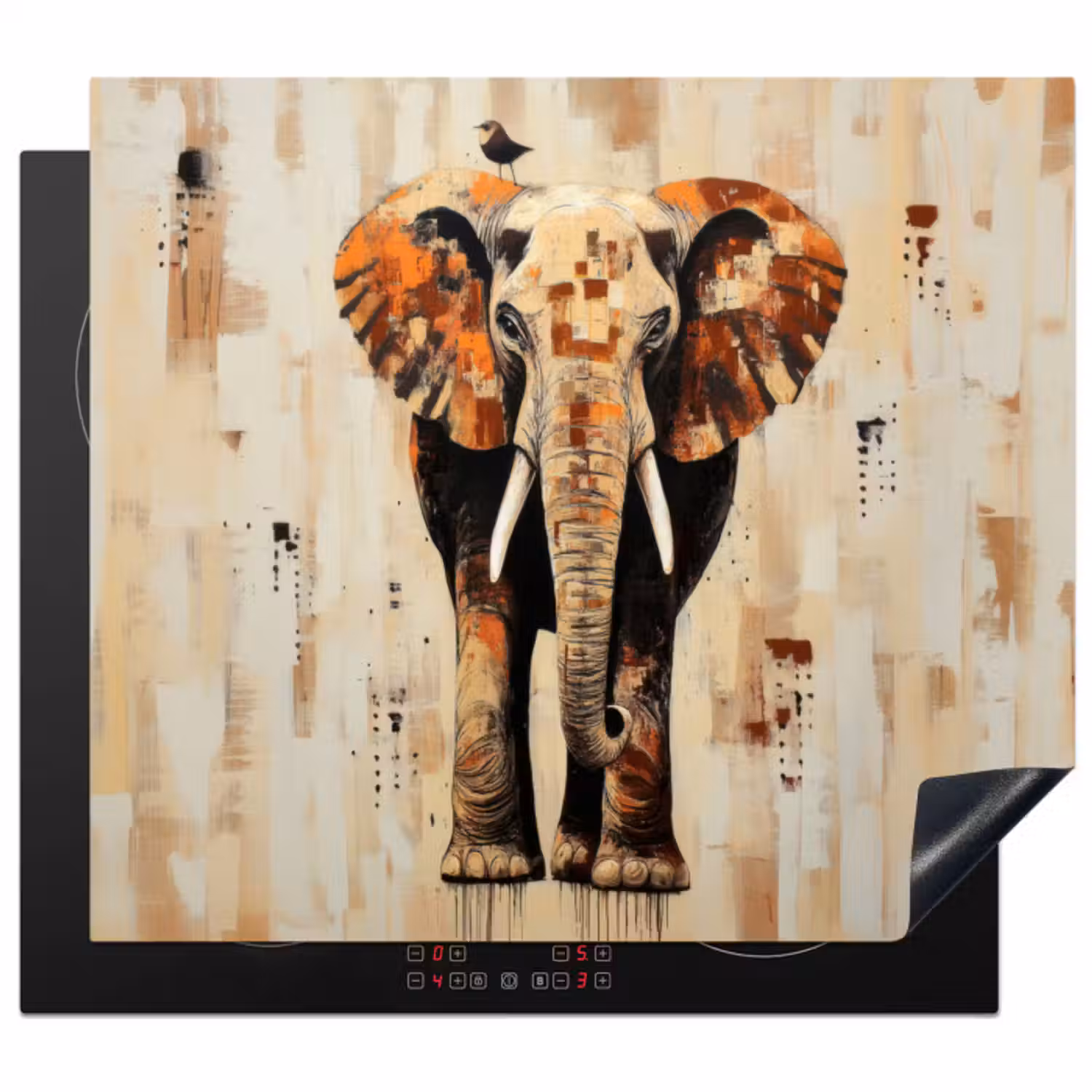 Inductie beschermer - Olifant - Slurf - Mozaïek - Abstract