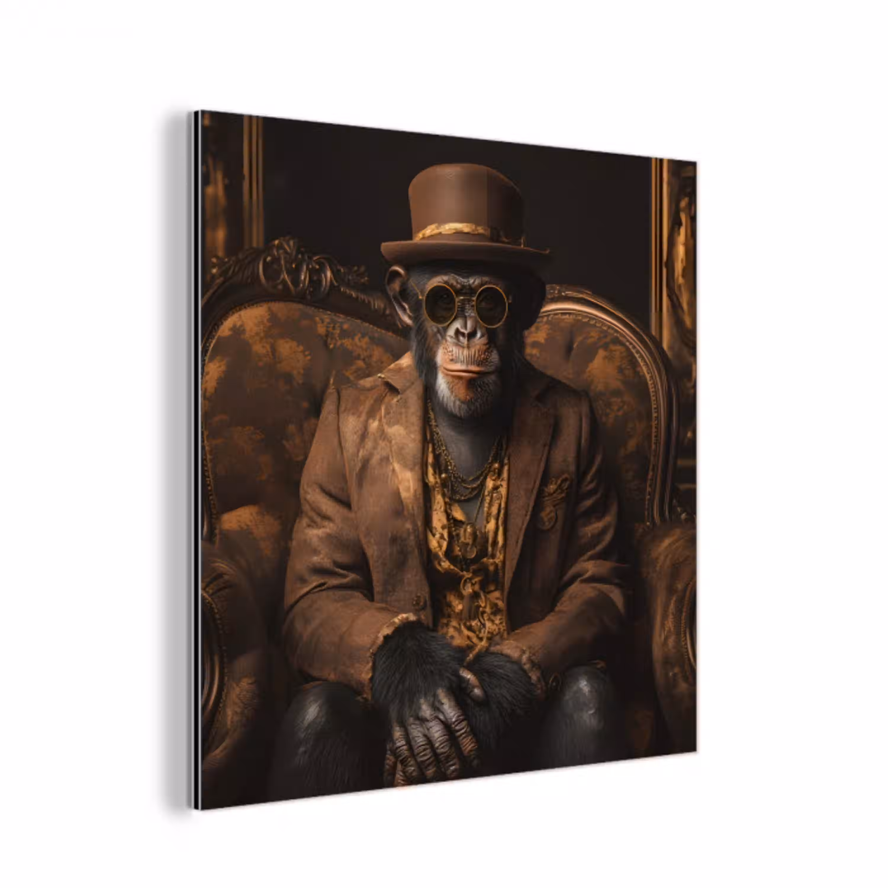Chimpansee - Stoel - Pak - Bruin aluminium wit klein -3d