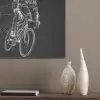 Lijntekening - Wit - Wielrennen - Snelheid PET vilt klein -sfeer6_closeup