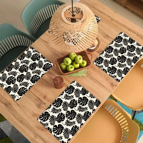 Modern - Monstera - Zwart Placemat vinyl groot 368 -zzsfeer5_Kitchenyeah-website