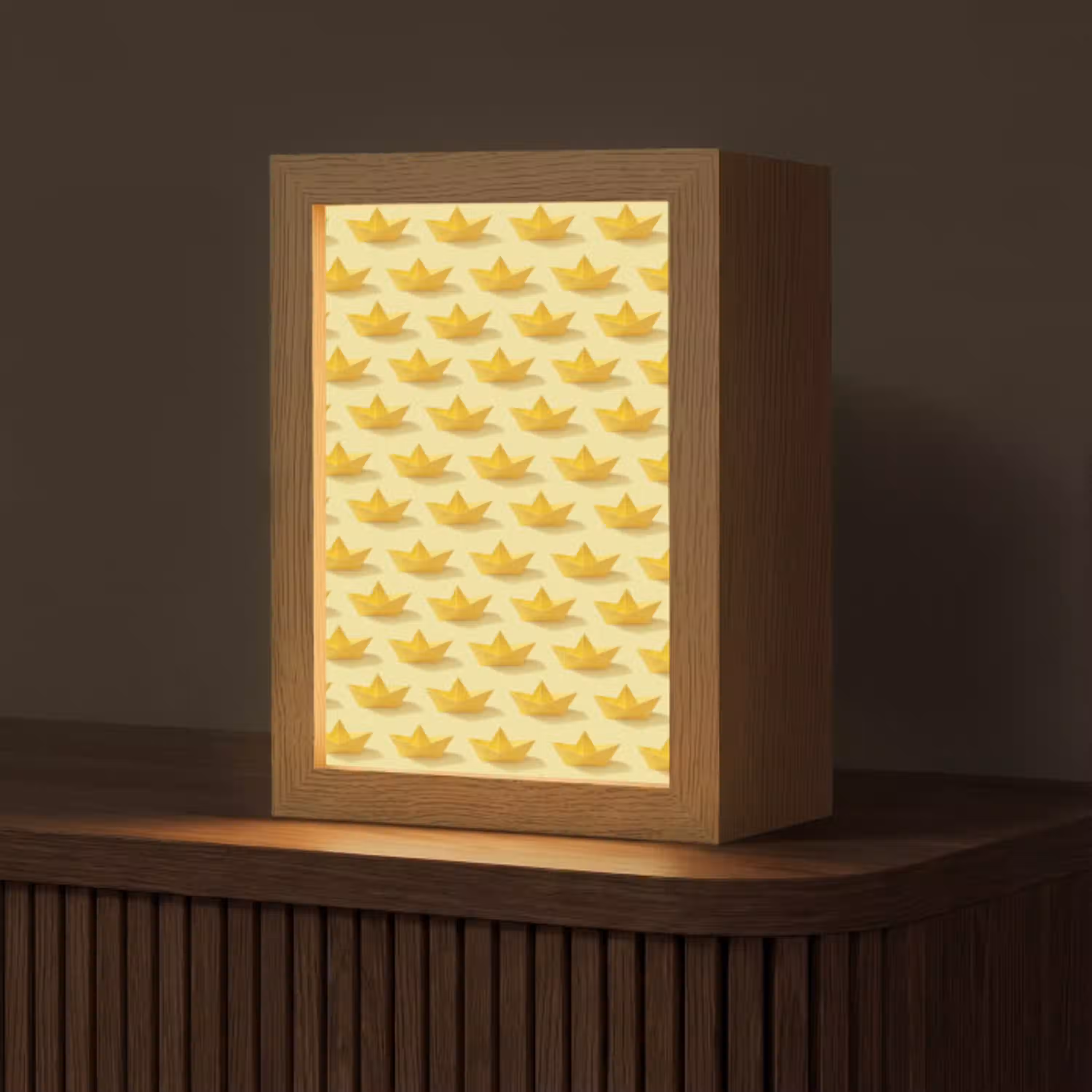 Bootjes - Origami - Creatief - Geel Light Box met kabel (Tafellamp) klein 925 -z3d_website