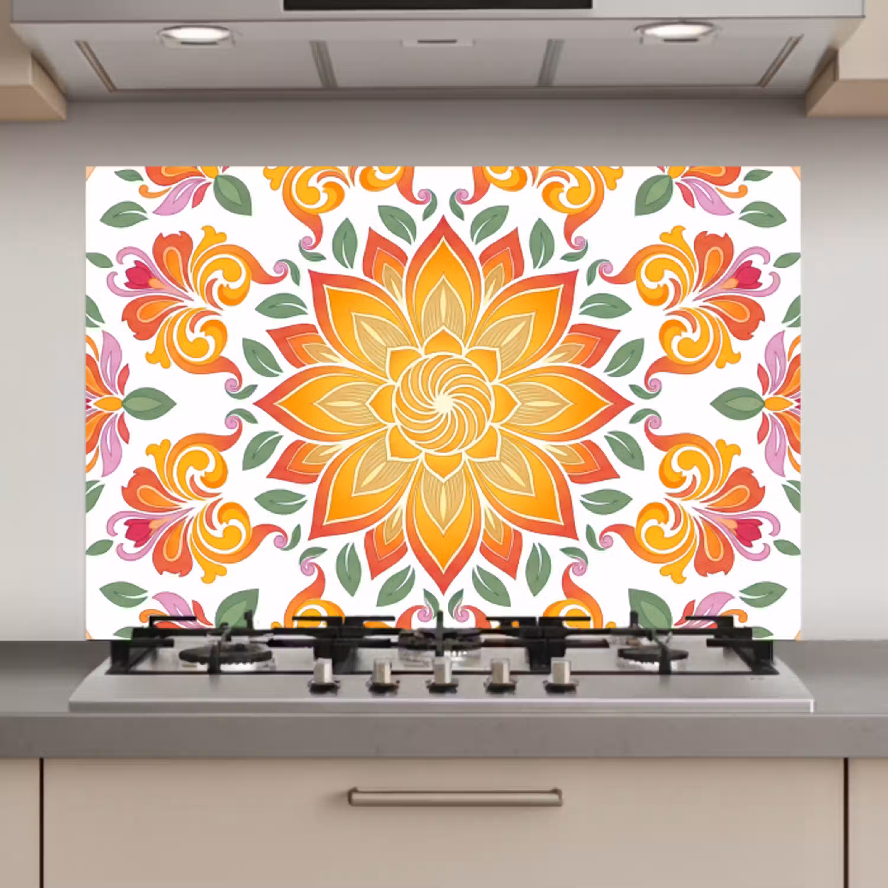 Mandala - Bloemen - Decoratie - Kleurrijk - Abstract keuken achterwand spatscherm klein -3d_website