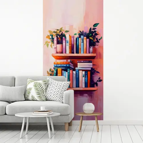 Planken - Boeken - Bladeren fotobehang vinyl groot -woonkamer