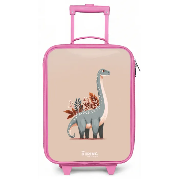 Blauwe dinosaurus op een beige achtergrond Kinderkoffer - Roze klein -zz3dotto