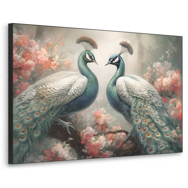 Art frame - Pauwen - Pauwenveren - Vogels - Bloemen - Natuur