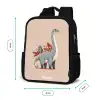 Blauwe dinosaurus op een beige achtergrond Rugzak - Zwart middel -productfoto_formaten