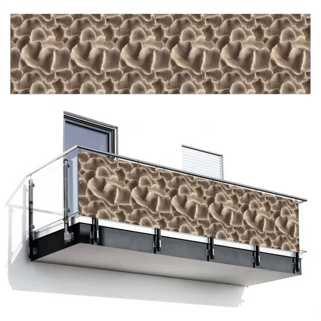 Balkonsichtschutz - Fächerform - Beige - Faserstruktur