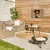 Vrouw - Beige - Bloem - Modern - Portret Tuinposter op houten frame 2 cm dik klein -sfeer2