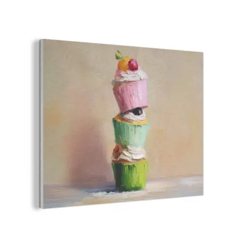 Cupcakes - Gestapeld - Kleurrijk - Fruit PET vilt klein -3d