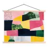 Abstract - Roze - Lappen - Vormen - Geel textielposter latten blank klein -3d