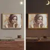 Vrouw - Verflook - Portret - Modern Light Box met batterij (Wandlamp) middel -sfeer3