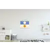 Cirkels - Symmetrisch - Wit - Blauw- Geel textielposter latten blank klein -kinderkamer