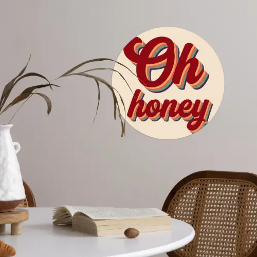 Oh honey - Rood - Schaduw Wandcirkel behangsticker klein -sfeer3