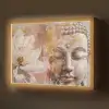 Buddha - Bloem - Goud - Roze - Abstract Light Box met batterij (Wandlamp) middel -z3d_website