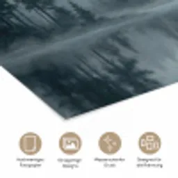 Bos - Meer - Mist - Natuur - Grijs poster papier klein -tcloseup_DE