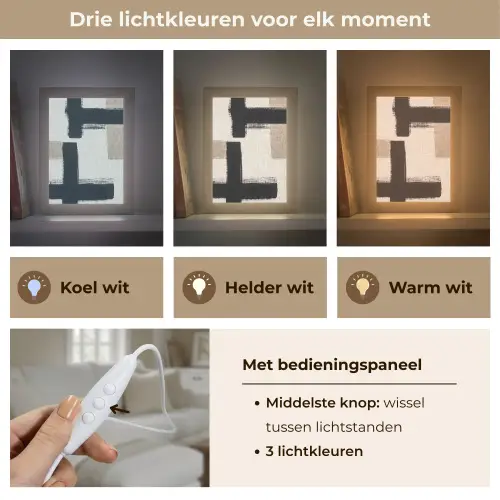 Zwart - Abstract - Japandi Light Box met kabel (Tafellamp) klein -USP_lichtkleurNL