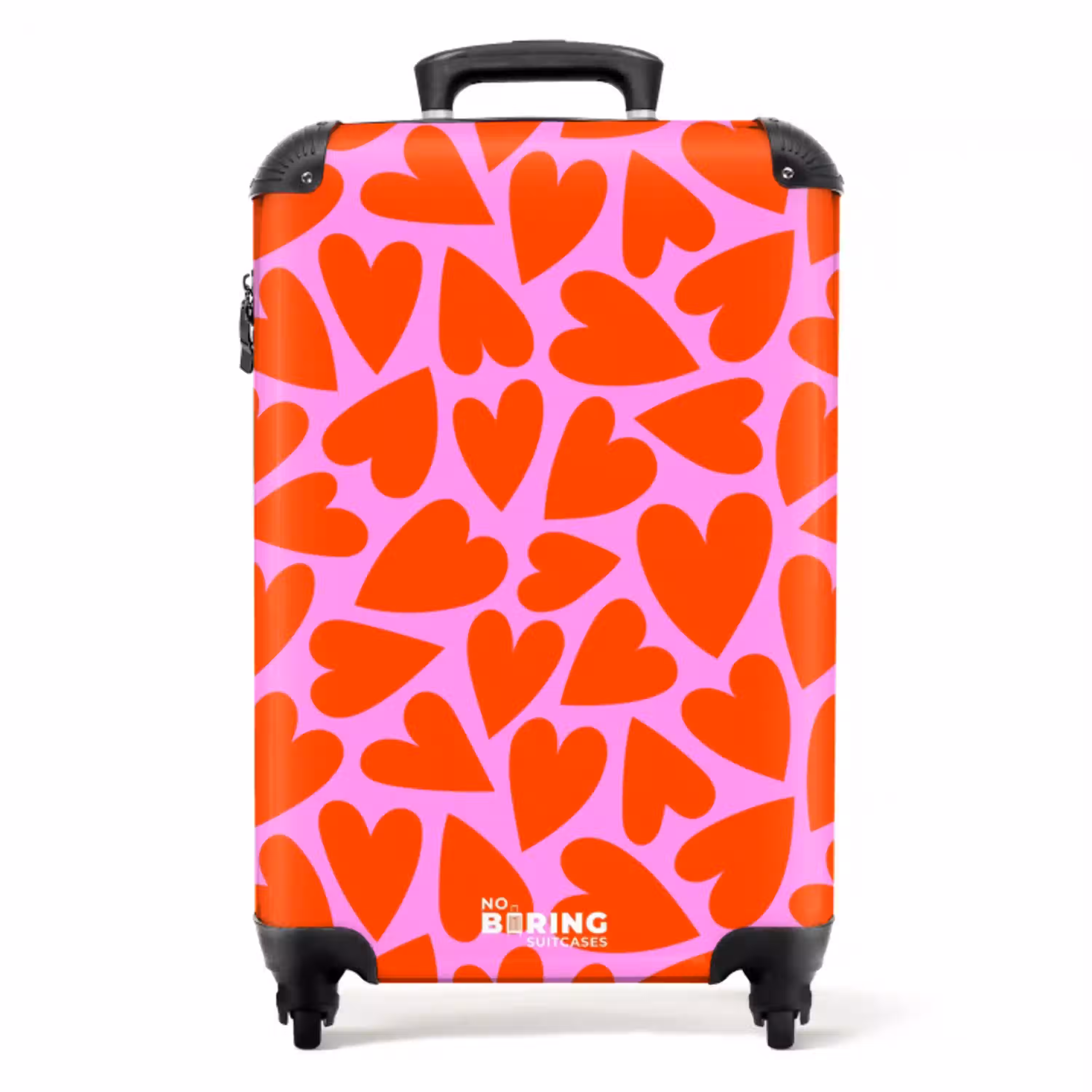 Dicht patroon van rode harten op roze achtergrond NBS - Handbagage koffer - Kinderen Unisex middel -productfoto_recht