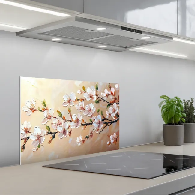 Bloesemtakken - Schilderachtig - Roze keuken achterwand spatscherm klein -3d_schuin