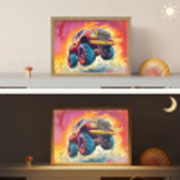 Monstertruck - Auto - Jongens - Kleurrijk Light Box met batterij (Wandlamp kind) middel -sfeer3_kind
