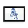 Vogel - Delfts blauw - Illustratie - Bloemen fotolijst zwart zonder passe partout klein -3d