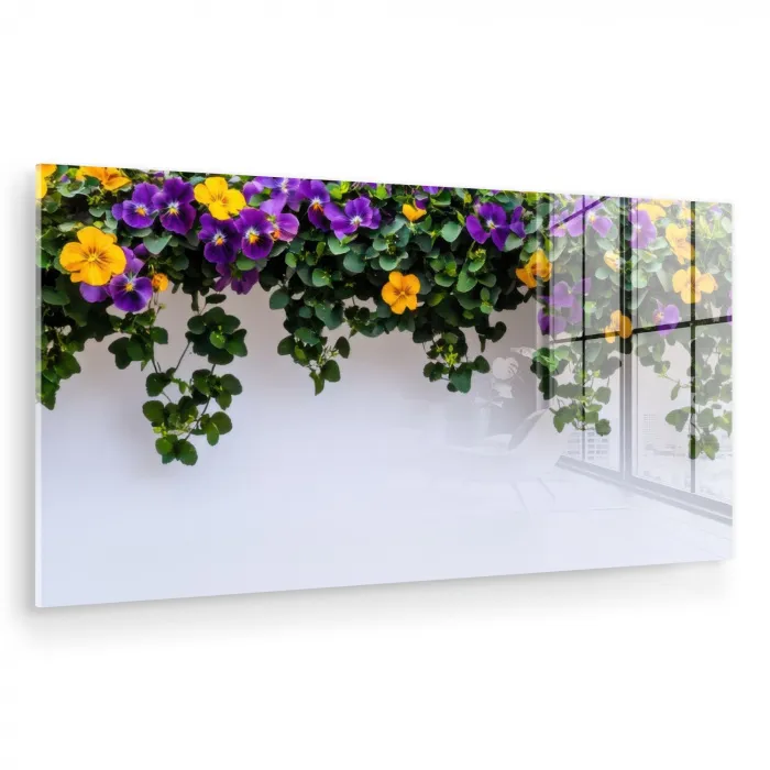 Bloemen - Muur - Geel - Paars plexiglas 5mm klein -zzzproduct_nieuw