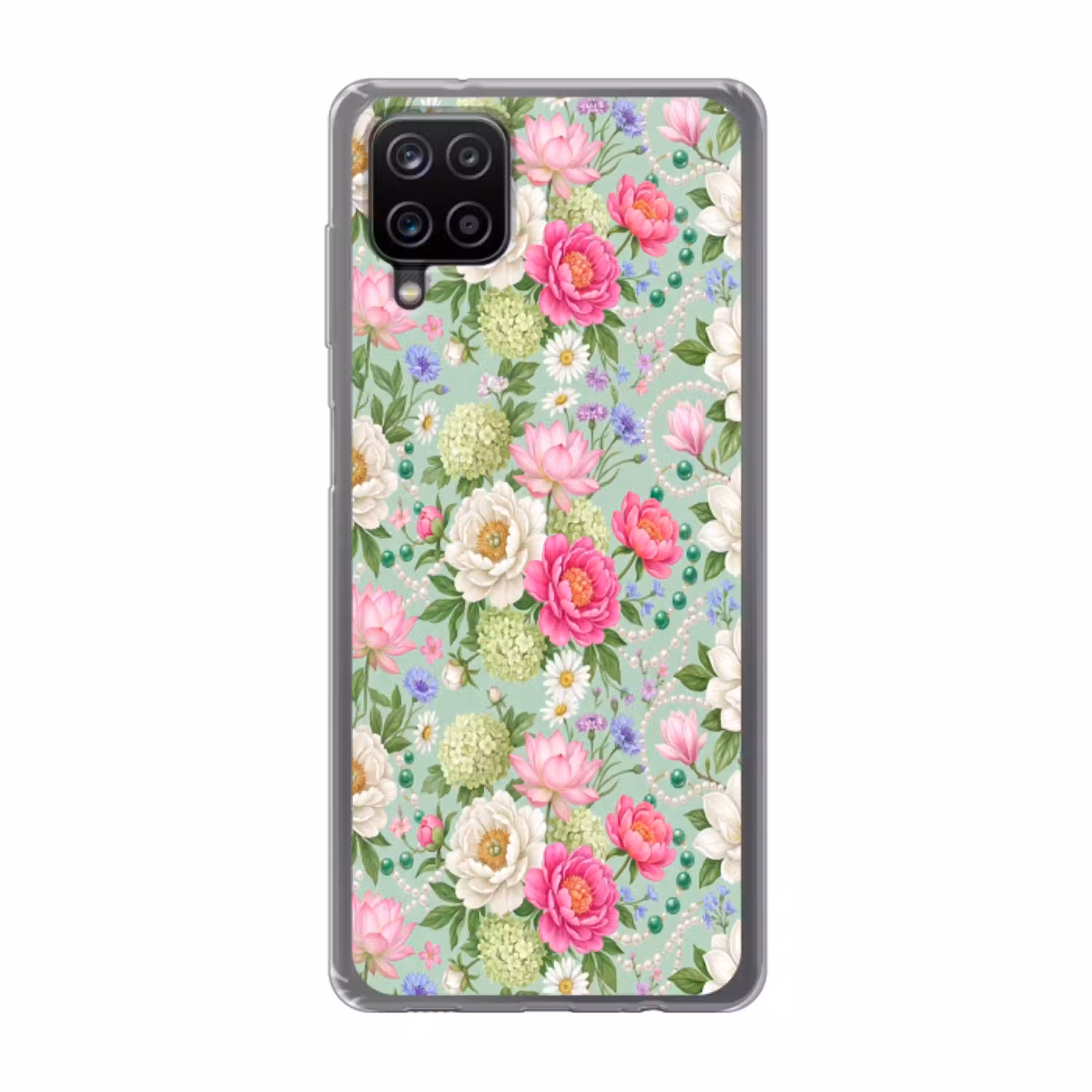 Bloemen - Patroon - Botanisch - Groen Telefoonhoesje Samsung Galaxy A12 klein -3d