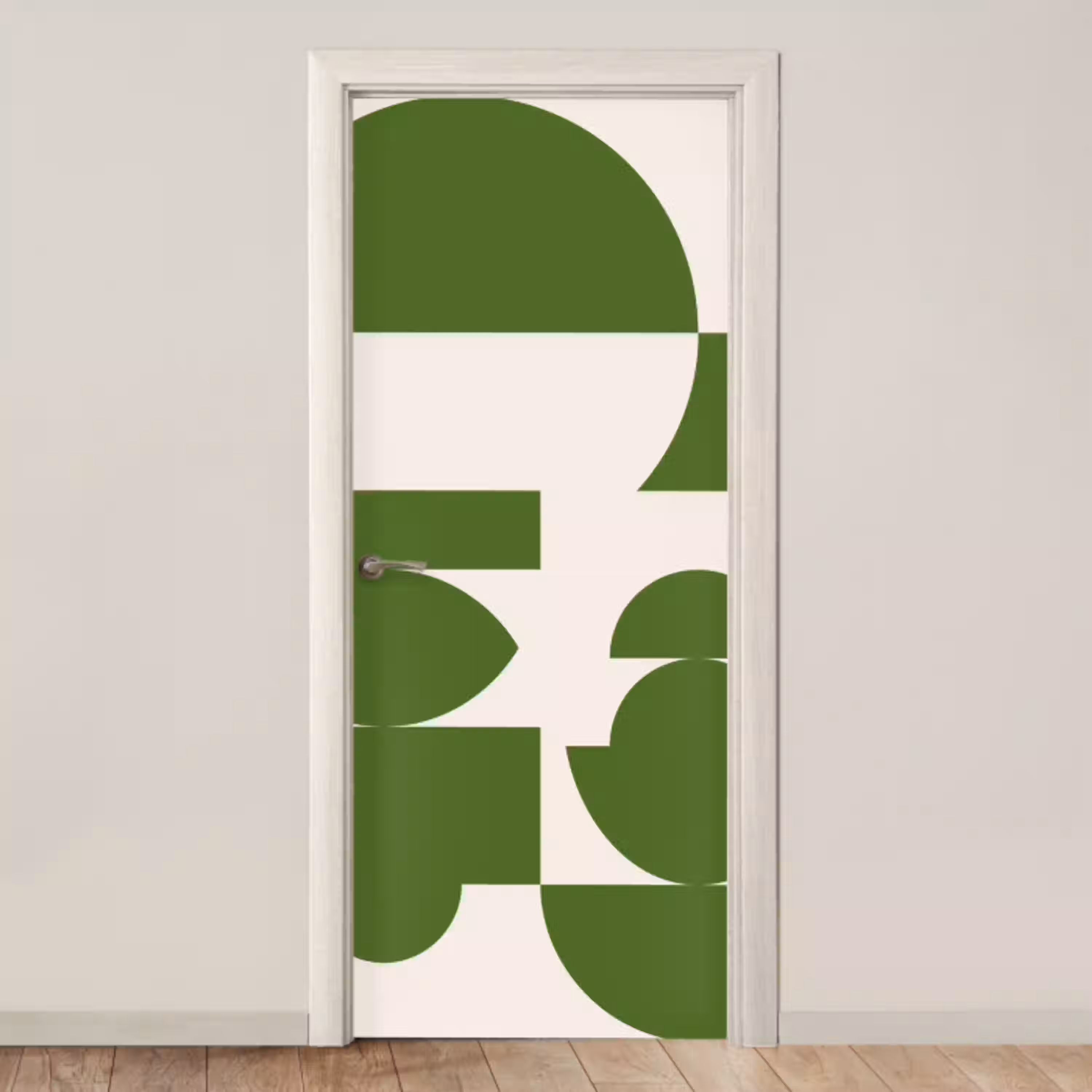 Abstract - Geometrie - Modern - Groen - Wit deurposter klein -3d_beige