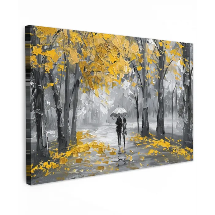 Natuur - Geel - Park -  Zwart - Wit canvas 2cm klein -z3d