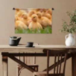 Pijltje - Eend - Natuur - Geel Wandkleed katoen klein -sfeer6