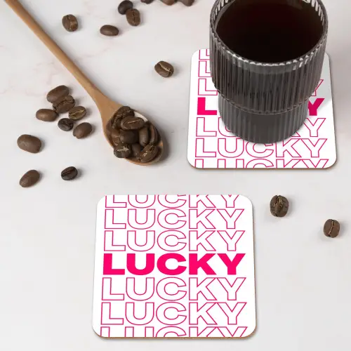 Lucky - Roze - Patroon onderzetter kurk middel -sfeer2