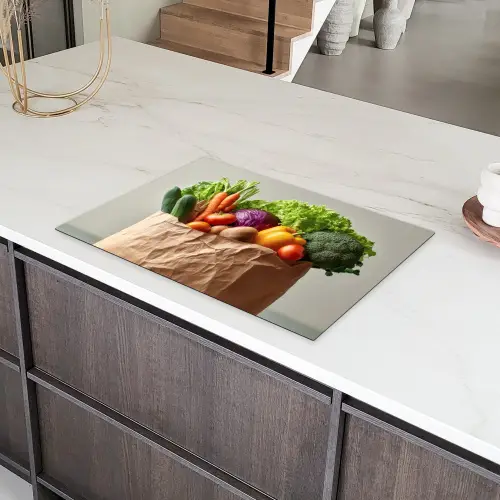 Papieren - Boodschappen - Groente - Kleurrijk Inductie beschermer vinyl 3mm klein -sfeer8