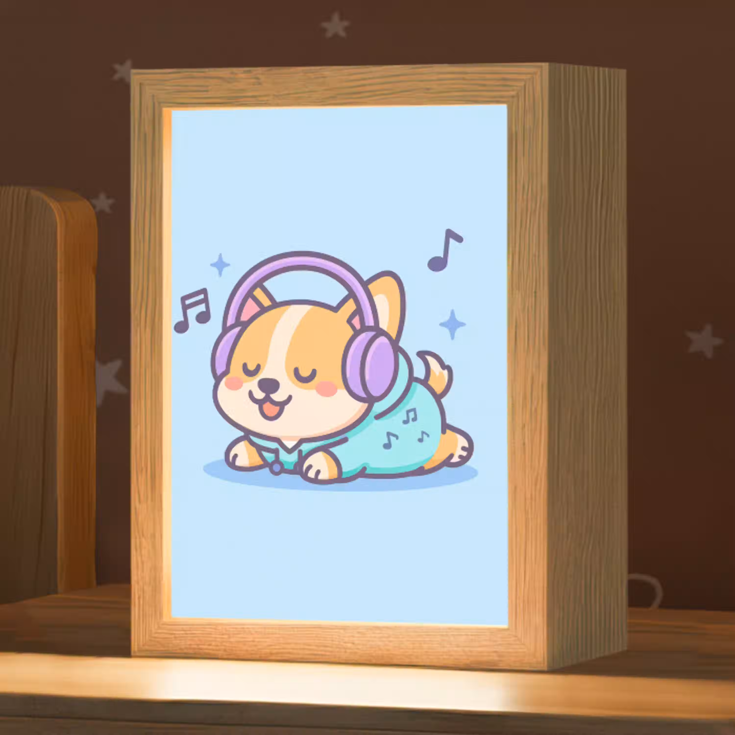 Corgi - Koptelefoon - Blauw - Muzieknoten Light Box met kabel klein -zzz_3d_website