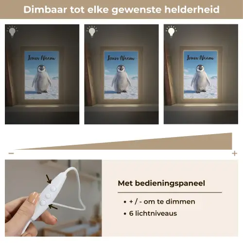 Pinguïn - Sneeuw - Landschap - Wit Light Box met kabel (Kinderlampje) klein -USP_dimbaarNL